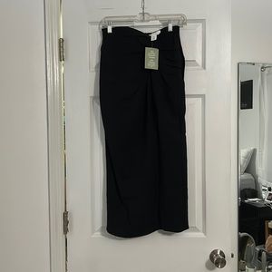 H&M black linen slit skirt - knee high